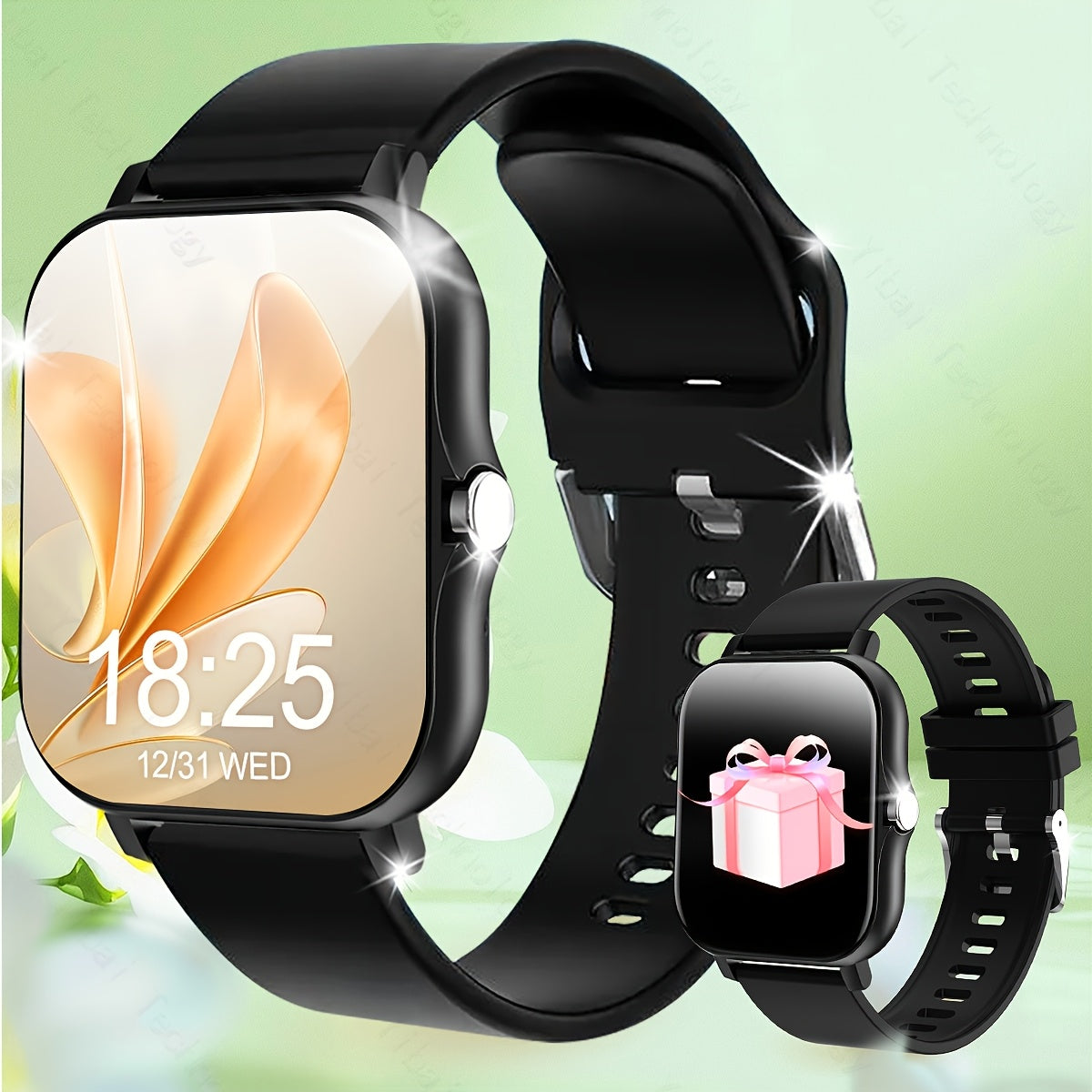 HOT2025 Smartwatch with 4.65cm HD Screen, Large Capacity Battery, Wireless Call, Reminder, Step Counter & Multiple Sports Modes - Black Strap, Perfect for Outdoor Activities & Gifts, Outdoor Activity Tracker|Sport Mode Watch|