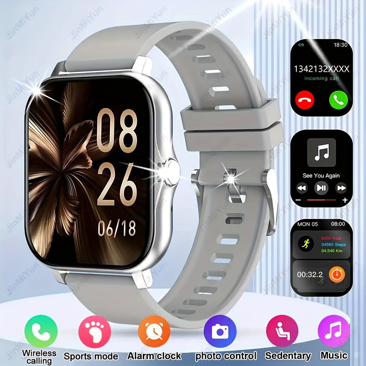 HOT2025 Smartwatch with 4.65cm HD Screen, Large Capacity Battery, Wireless Call, Reminder, Step Counter & Multiple Sports Modes - Black Strap, Perfect for Outdoor Activities & Gifts, Outdoor Activity Tracker|Sport Mode Watch|