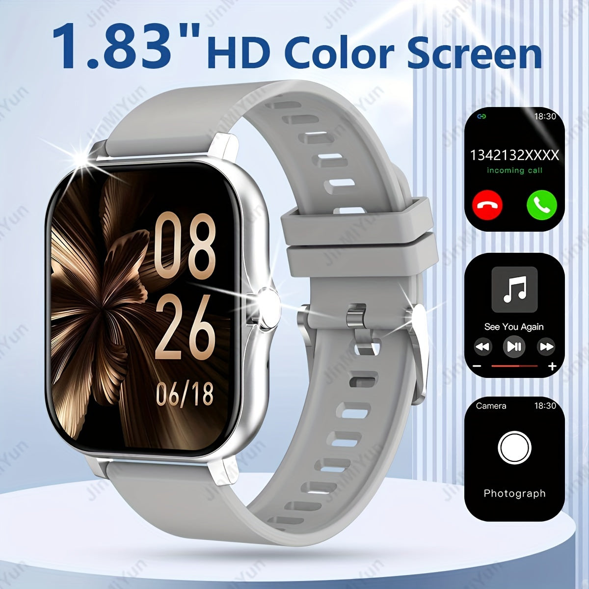 HOT 1.83 Inch Full Screen Touch Sports Smartwatch For Men And Women Sports Outdoor Smartwatch, With Functions Such As Wireless Call/message Reminder/custom Watch Face Wallpaper/multiple Sports Modes, Message Reminder Multi-fu