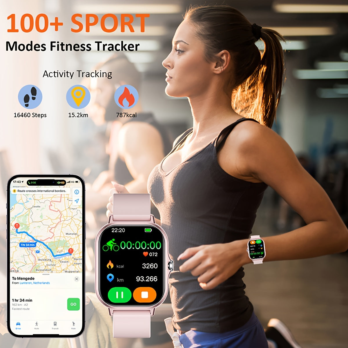 HOT2025 Smartwatch with 4.65cm HD Screen, Large Capacity Battery, Wireless Call, Reminder, Step Counter & Multiple Sports Modes - Black Strap, Perfect for Outdoor Activities & Gifts, Outdoor Activity Tracker|Sport Mode Watch|