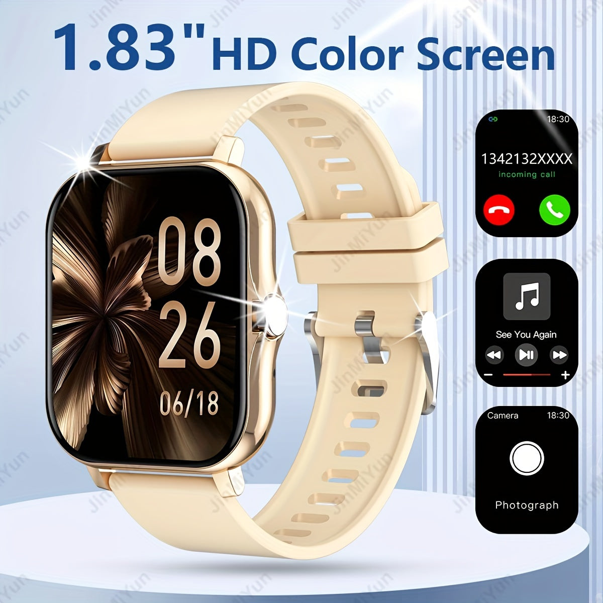 HOT 1.83 Inch Full Screen Touch Sports Smartwatch For Men And Women Sports Outdoor Smartwatch, With Functions Such As Wireless Call/message Reminder/custom Watch Face Wallpaper/multiple Sports Modes, Message Reminder Multi-fu