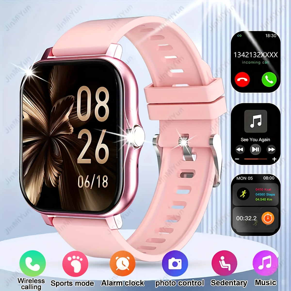 HOT2025 Smartwatch with 4.65cm HD Screen, Large Capacity Battery, Wireless Call, Reminder, Step Counter & Multiple Sports Modes - Black Strap, Perfect for Outdoor Activities & Gifts, Outdoor Activity Tracker|Sport Mode Watch|