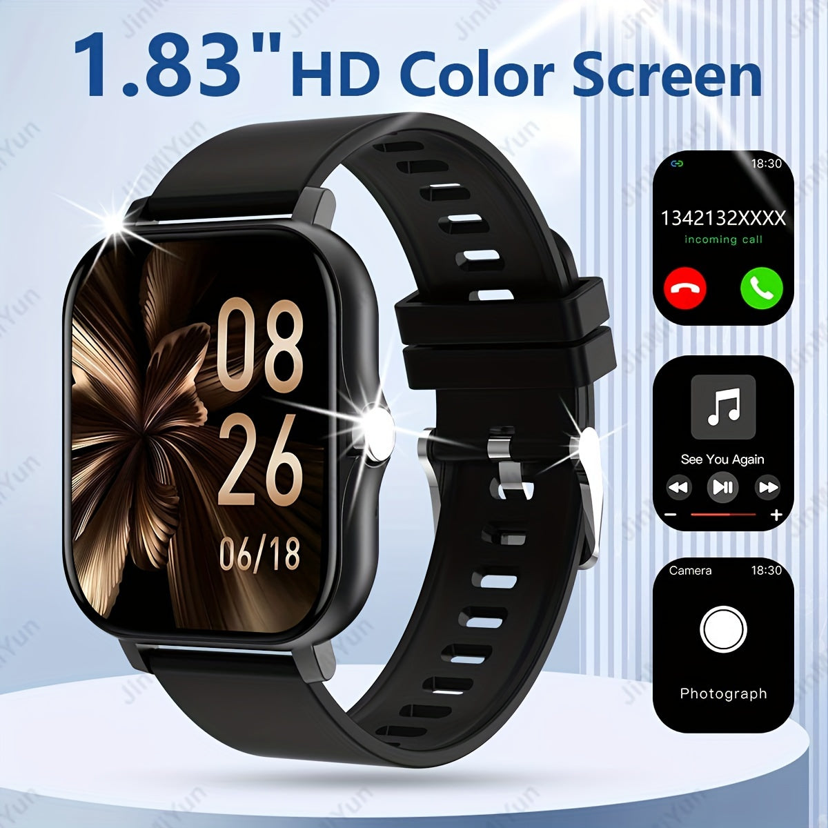 HOT 1.83 Inch Full Screen Touch Sports Smartwatch For Men And Women Sports Outdoor Smartwatch, With Functions Such As Wireless Call/message Reminder/custom Watch Face Wallpaper/multiple Sports Modes, Message Reminder Multi-fu