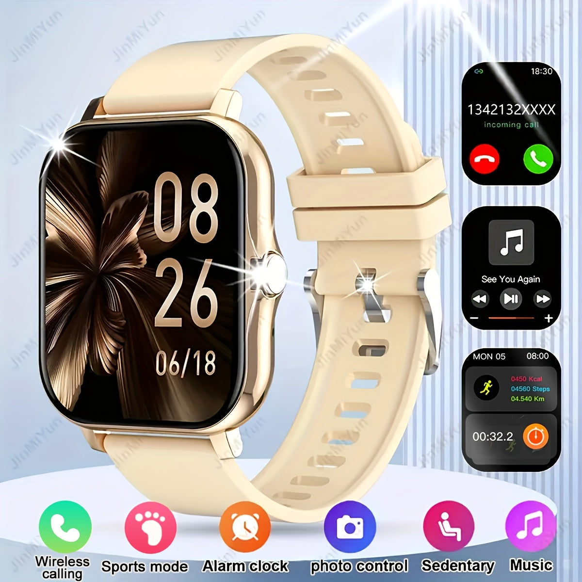 HOT2025 Smartwatch with 4.65cm HD Screen, Large Capacity Battery, Wireless Call, Reminder, Step Counter & Multiple Sports Modes - Black Strap, Perfect for Outdoor Activities & Gifts, Outdoor Activity Tracker|Sport Mode Watch|