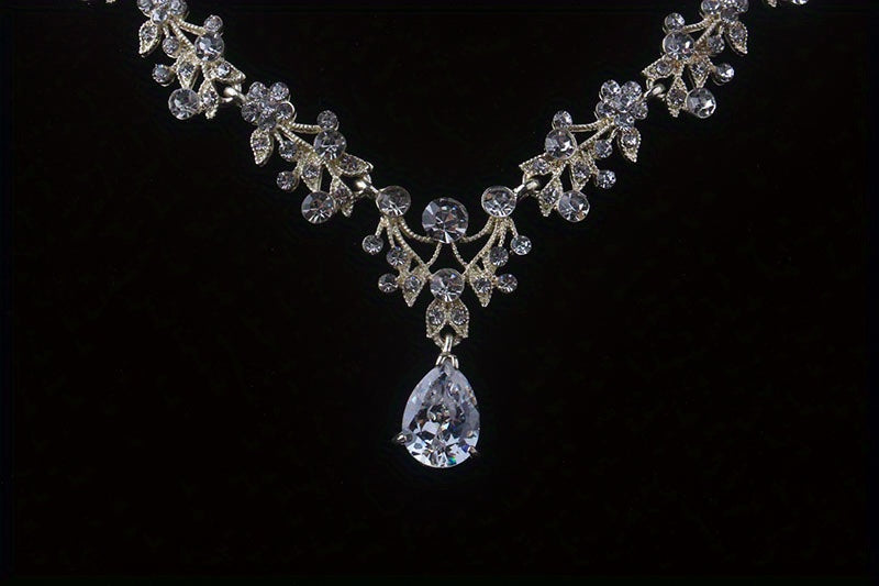 High-End Bridal Wedding Necklace Set, Bridal Jewelry, Accessories for Wedding Dresses, Necklace And Earring Set.