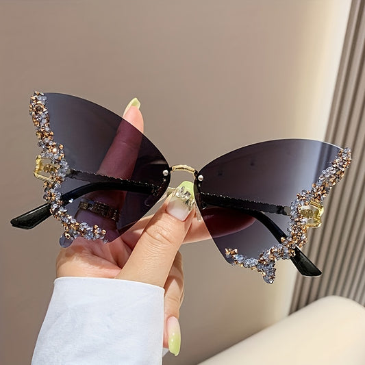 New butterfly-shaped rimless girl fashion glasses ladies exaggerated party party glasses