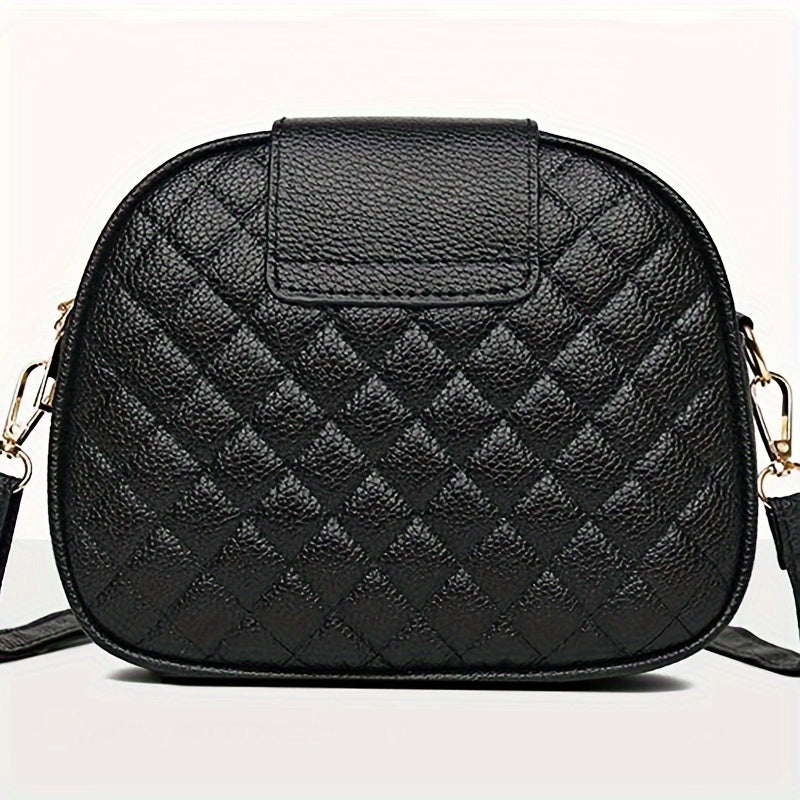Chic Black Crossbody Bag for Women - Casual Vintage-Inspired Shoulder Purse with Adjustable Strap, Lightweight Faux Leather