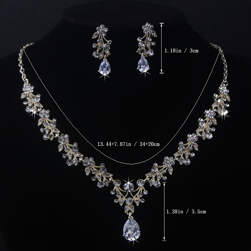 High-End Bridal Wedding Necklace Set, Bridal Jewelry, Accessories for Wedding Dresses, Necklace And Earring Set.