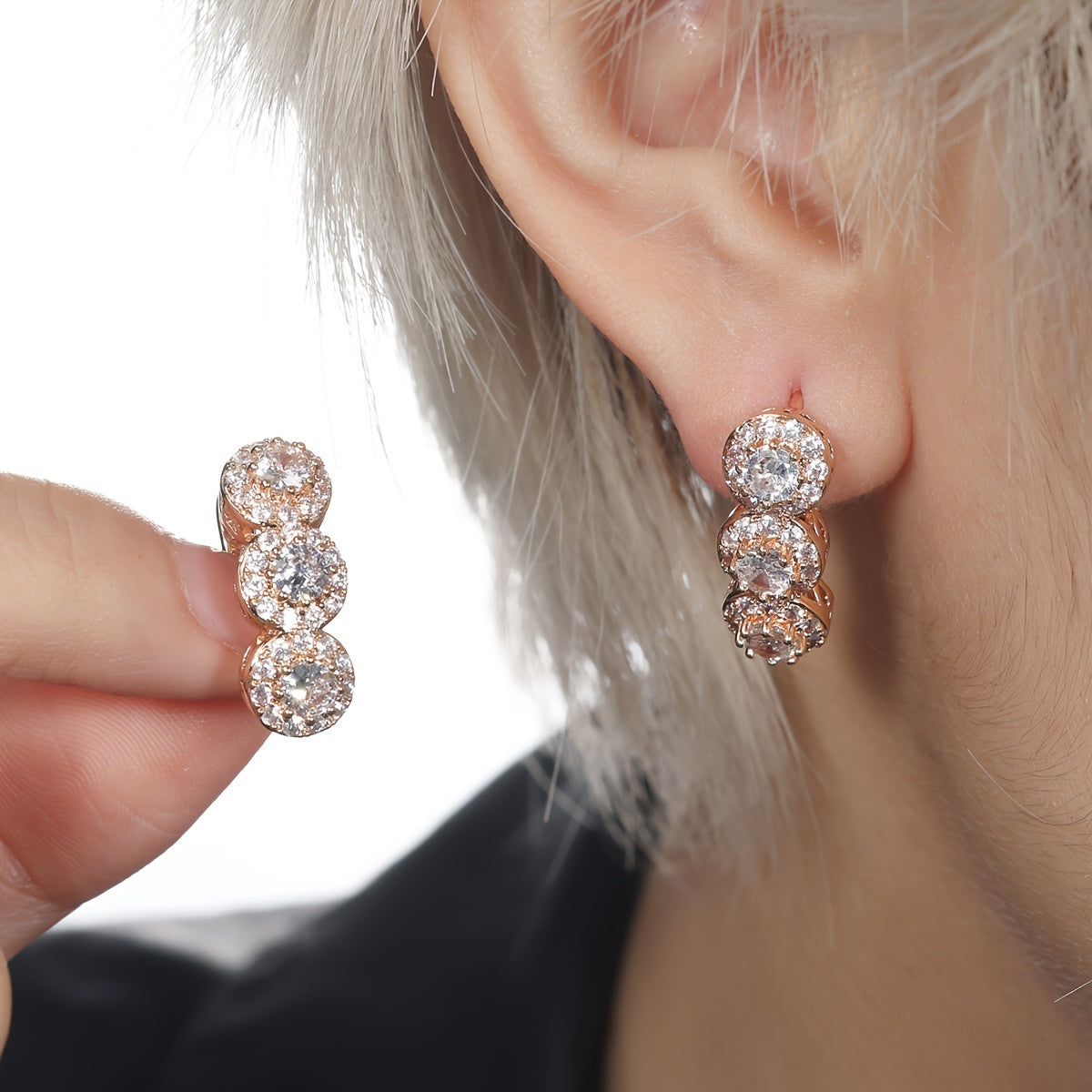Elegant Golden-Tone Dangle Earrings with Sparkling Zirconia - Perfect for Weddings & Everyday Glamour, Perfect for Winter, New Year