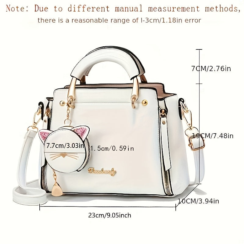Elegant Shoulder Bag for Women, Casual Solid Color Messenger Bag with Removable Strap, Lightweight Zippered Handbag with Polyester Lining, Adjustable Strap, Edge Paint Detail, Business and Leisure Travel Tote