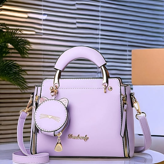 Elegant Shoulder Bag for Women, Casual Solid Color Messenger Bag with Removable Strap, Lightweight Zippered Handbag with Polyester Lining, Adjustable Strap, Edge Paint Detail, Business and Leisure Travel Tote