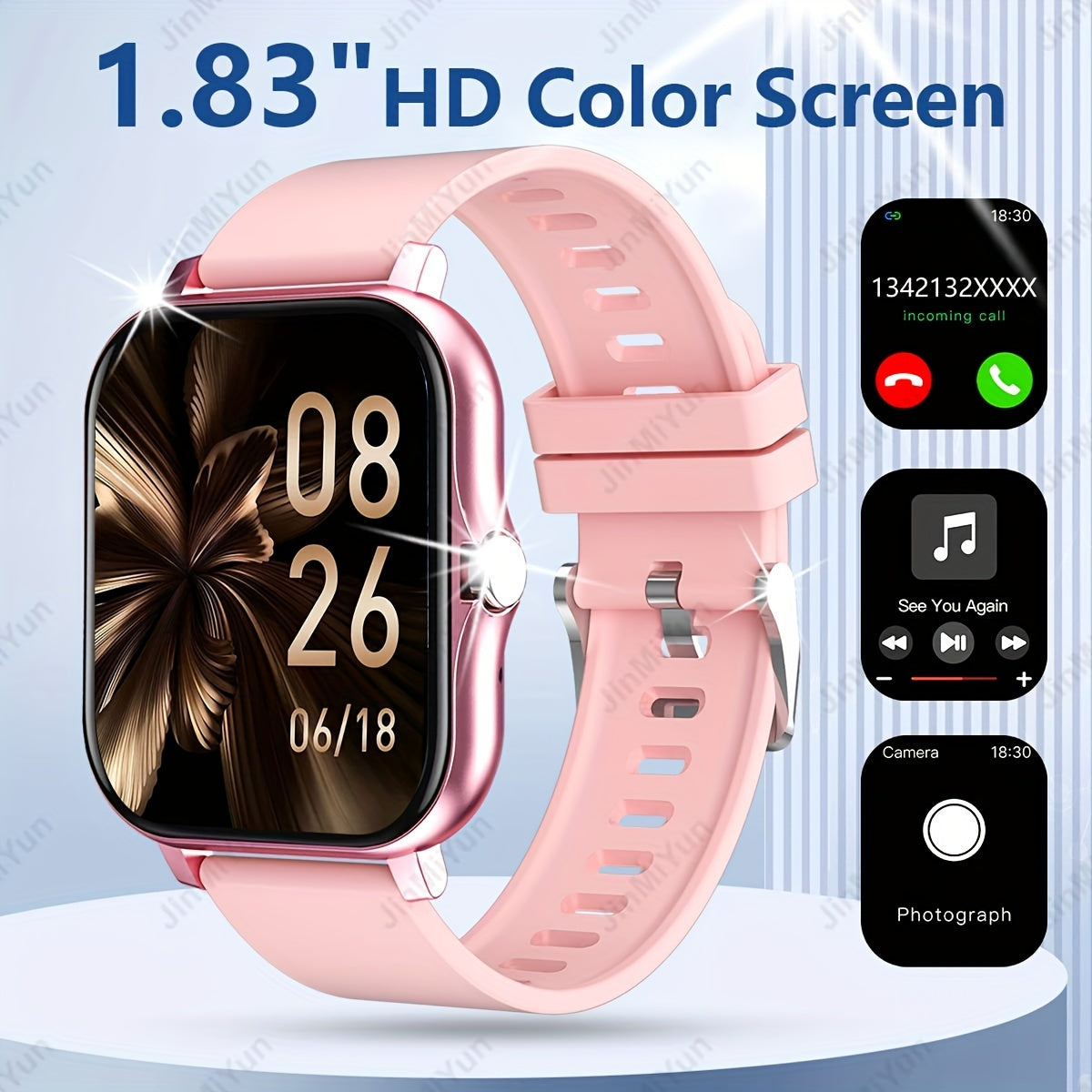 HOT 1.83 Inch Full Screen Touch Sports Smartwatch For Men And Women Sports Outdoor Smartwatch, With Functions Such As Wireless Call/message Reminder/custom Watch Face Wallpaper/multiple Sports Modes, Message Reminder Multi-fu