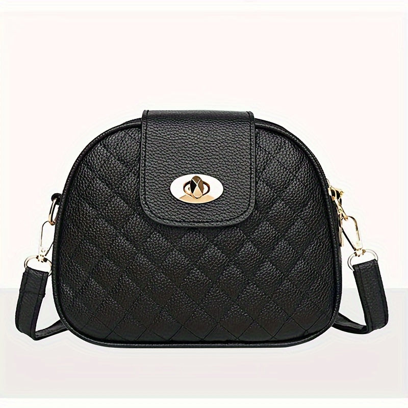 Chic Black Crossbody Bag for Women - Casual Vintage-Inspired Shoulder Purse with Adjustable Strap, Lightweight Faux Leather